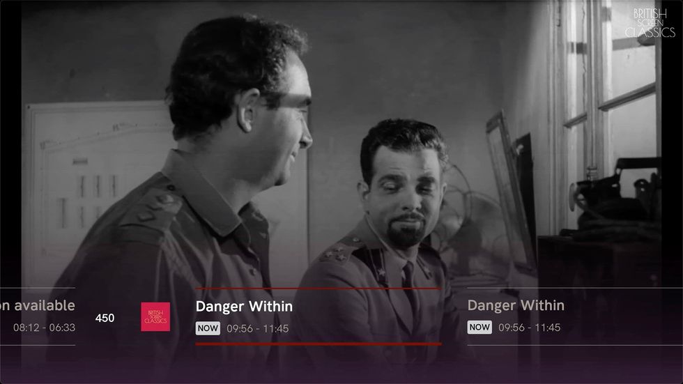 danger within showing on the tv guide with new channel \u200bBritish Screen Classics\u200b